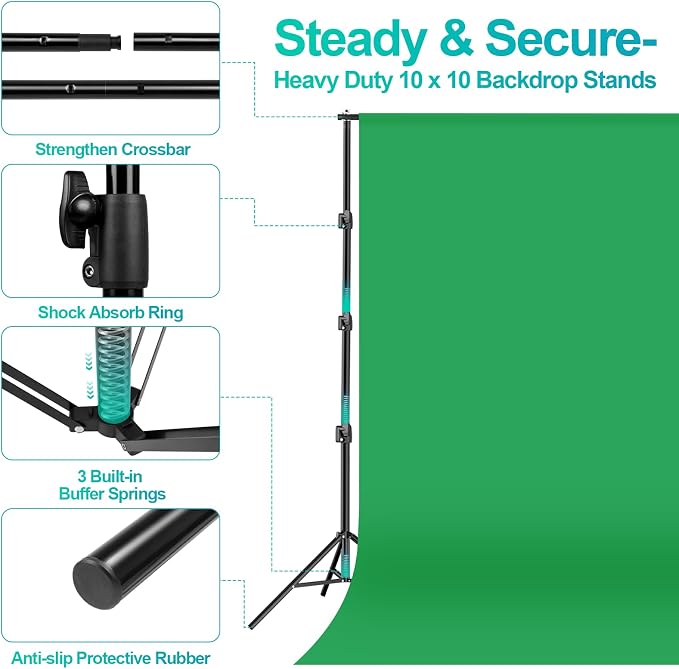 EMART 10 x 10 ft Heavy Duty Backdrop Support System, Professional Photography - Image 2