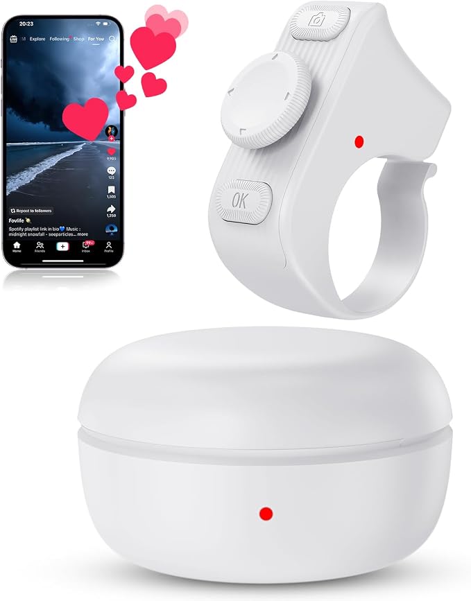 TikTok Scrolling Ring Remote Control, Camera Shutter Remote, Wireless Bluetooth by duskeep