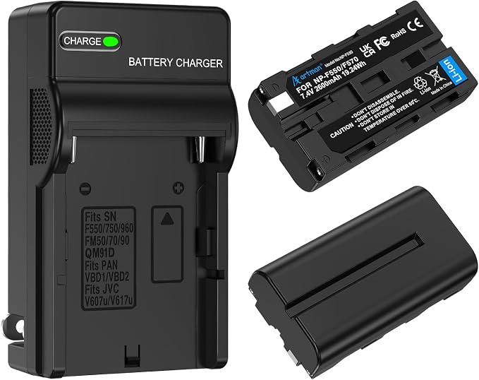 Artman NP-F550 Battery 2-Pack and Wall Charger by Aartman
