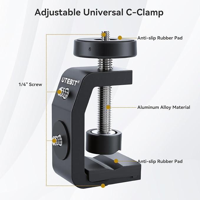 UTEBIT 40mm C-Clamp Camera Mount - Image 3