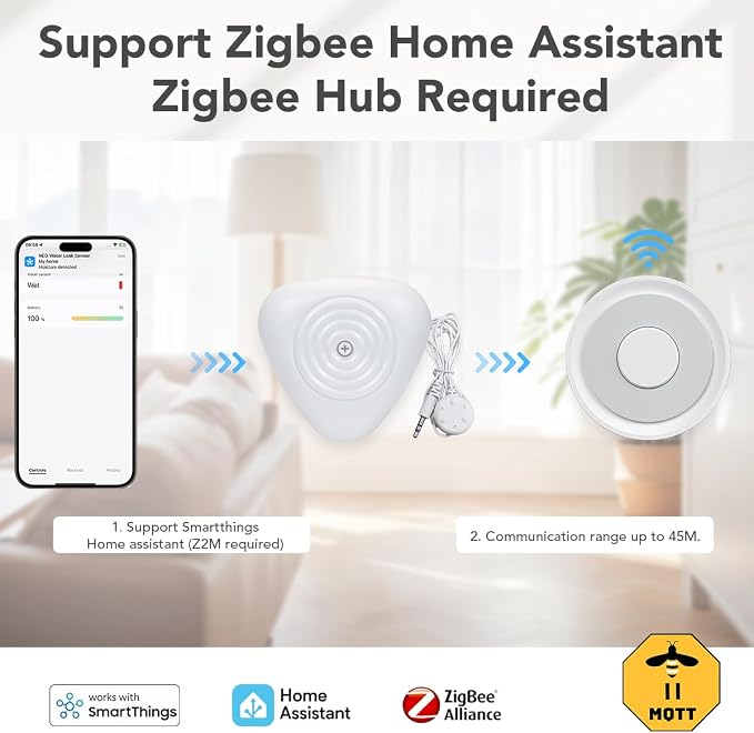 NEO Zigbee 3.0 Water Leak Detector, Smart Water Sensor Alarm - Image 4