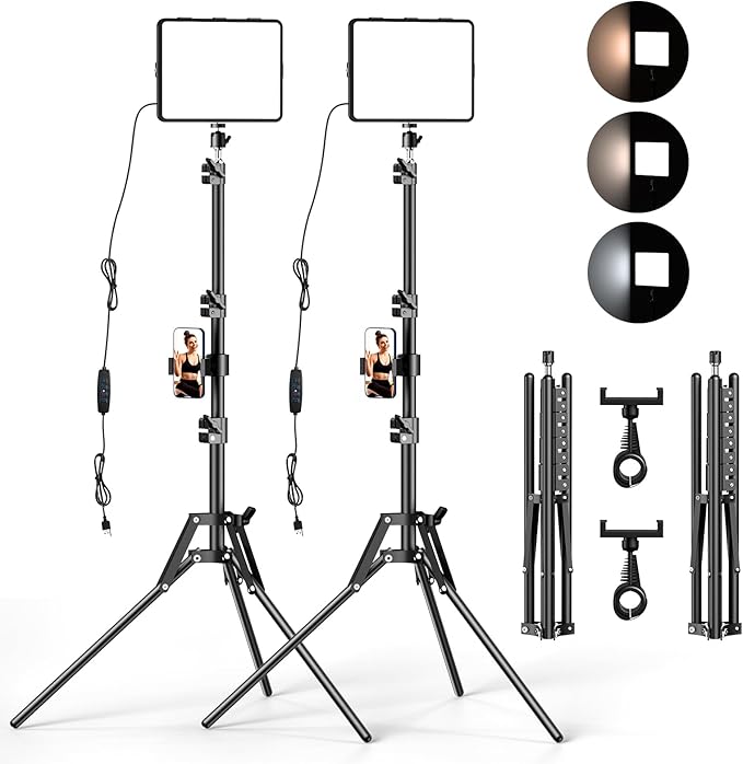 ALTSON 2 Packs Video Light Kit, LED Studio Light, 2700-6500K Dimmable by ALTSON