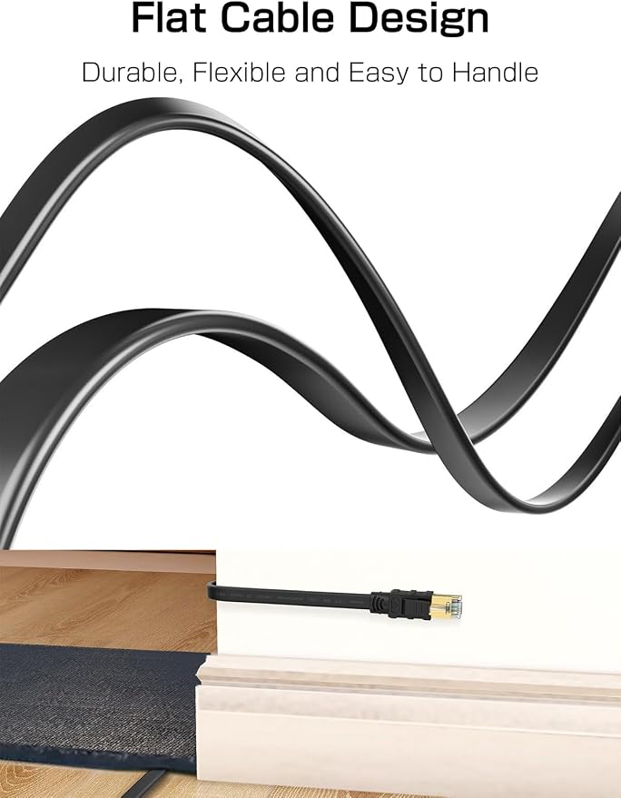 Senetem Cat 8 Ethernet Cable 10FT 2 Pack, High Speed 40Gbps 2000Mhz Flat - Image 5