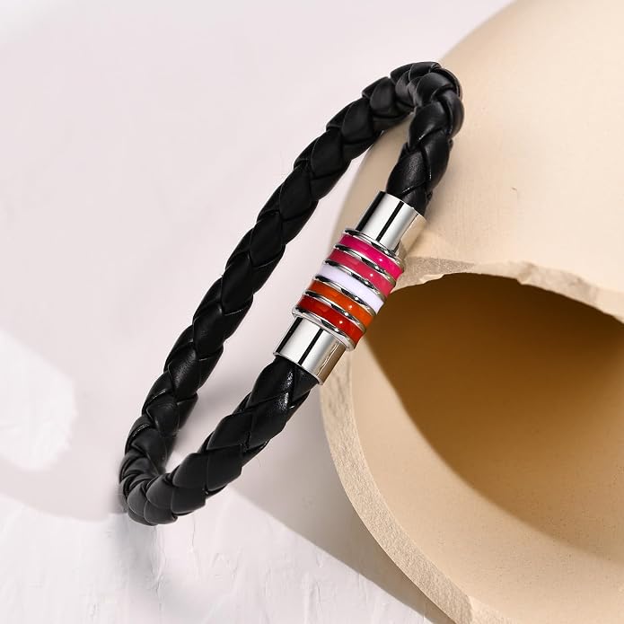 Nanafast Titanium Stainless Steel Rainbow LGBT Pride Bracelet Handmade Braided - Image 5