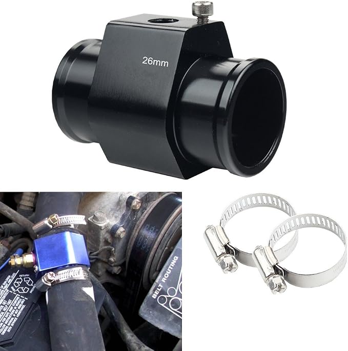 Dewhel Aluminum Black Water Temp Meter Temperature Gauge Joint Pipe Radiator by DEWHEL