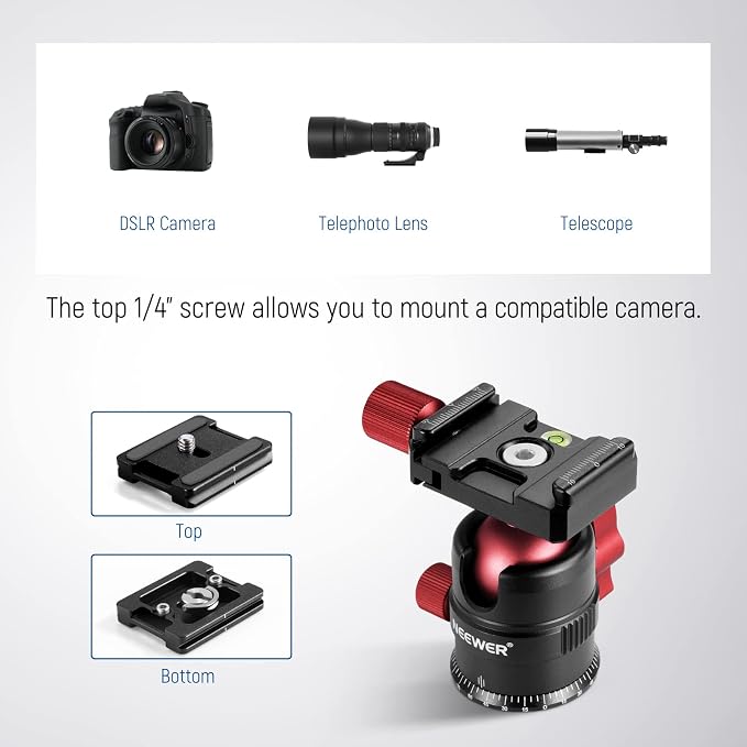 NEEWER Tripod Head, 360° Rotating Panoramic Ball Head - Image 4