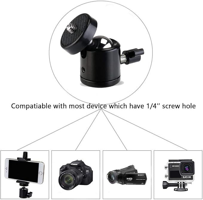 Universal 1/4" Swivel Mini Ball Head Screw Tripod Mount - Image 6