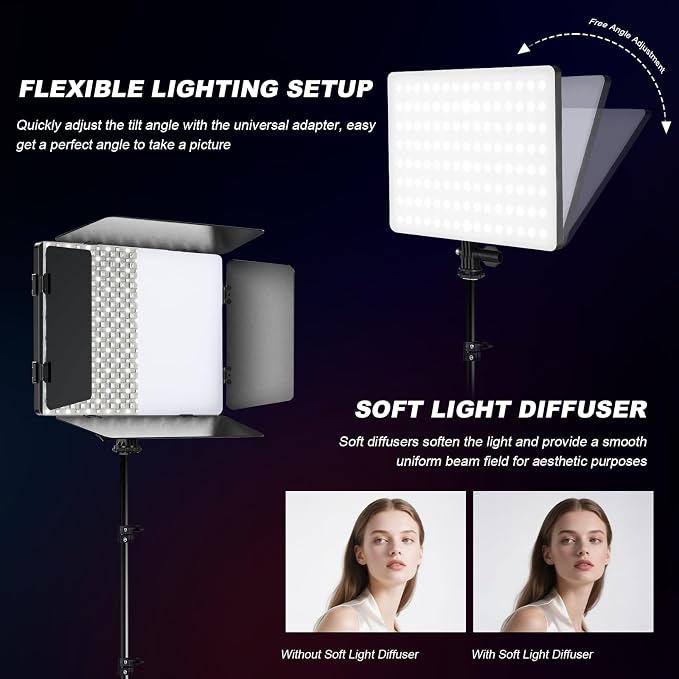 2Pack RGB LED Video Light Kit 12.6in - Image 6