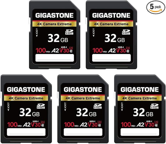 【5-Years Data Recovery】 GIGASTONE 32GB SD Card 5-Pack, 4K Camera Extreme by Gigastone