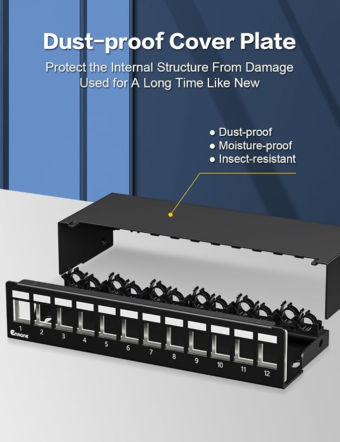 Patch Panel 12 Port Blank Keystone Patch Panel STP&UTP Compatible - Image 2