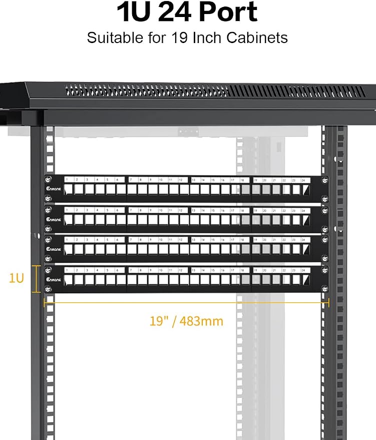 24Port Blank Keystone Patch Panel 1U 19" - Image 3