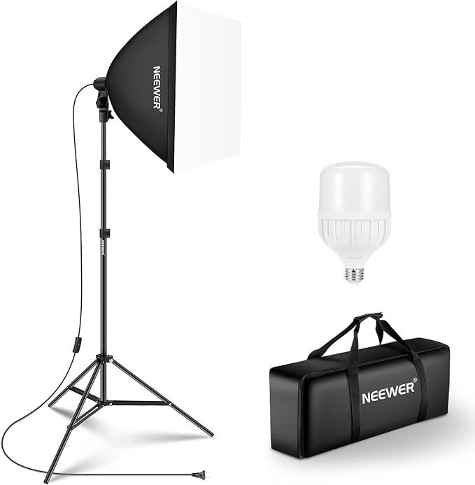 NEEWER 350W Equivalent Softbox Lighting Kit, 5700K LED Light Bulb, 24x24 inches by Neewer