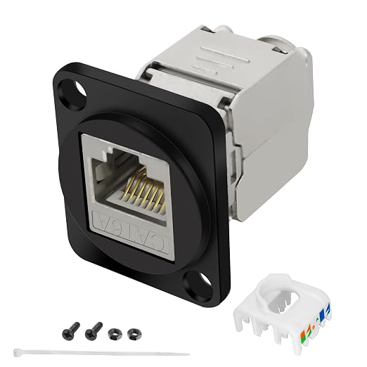 XMSJSIY CAT6A D-Type Panel Mount Connector Shielded RJ45 CAT6A Coupler Toolless by XMSJSIY