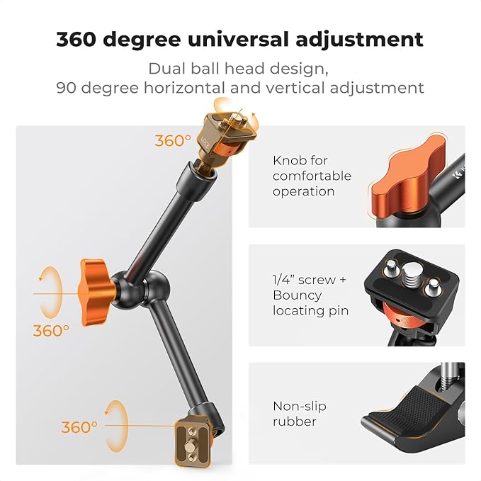 K&F CONCEPT 11" Magic Arm Clamp - Image 3