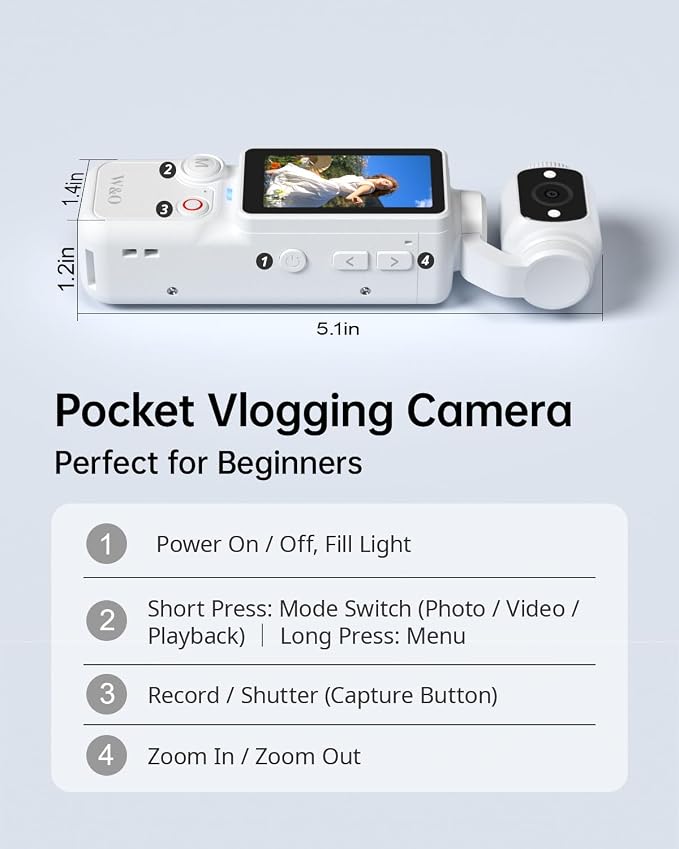 Portable Video Recorder with 180° Rotating Lens, Vlogging Camera, Pocket Body - Image 9