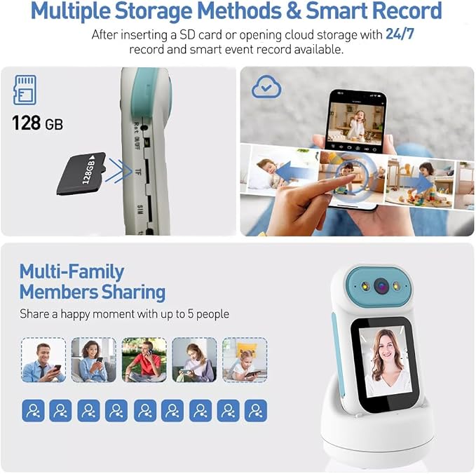 Video Calling Handheld Security Camera Indoor, Nanny Camera Baby Camera Pet - Image 9