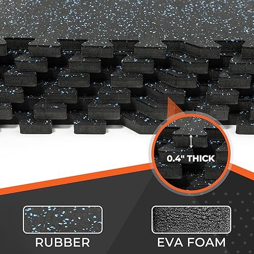 SUPERJARE 0.4'' Thick 6 Pcs 24 Sq Ft Rubber Top Exercise Equipment Mats - Image 4
