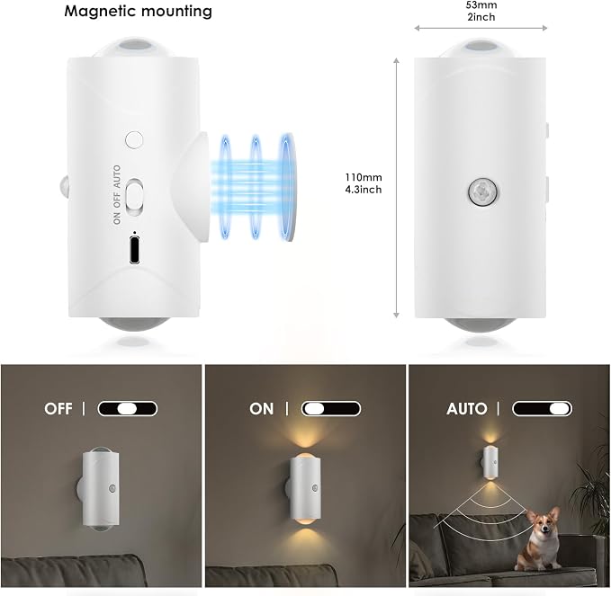 LED Motion Sensor Night Light, 7 Colors Rechargeable Battery Stair Light - Image 2