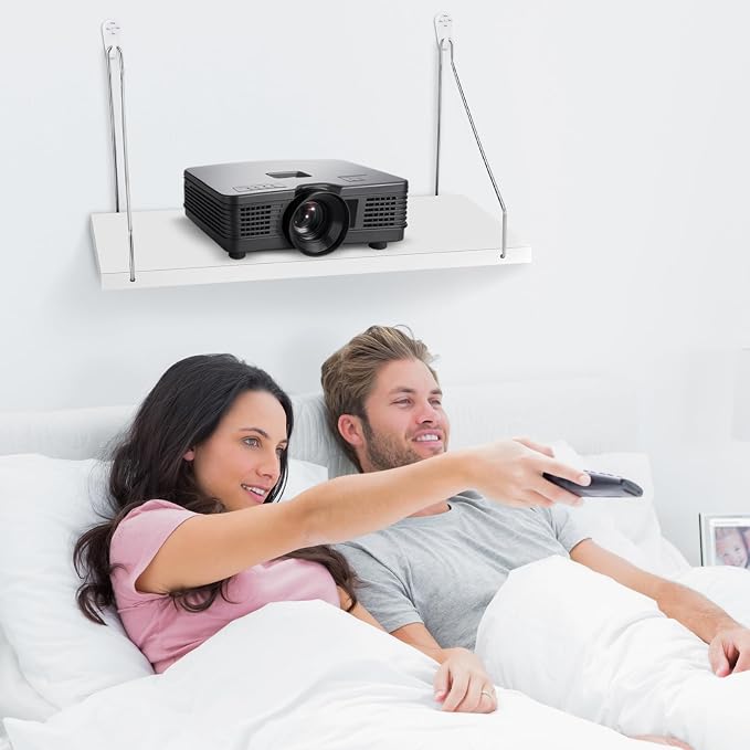 DERTE Projector Shelf for Wall 12x6 Inch Wall Mount Shelf Wood Floating - Image 2