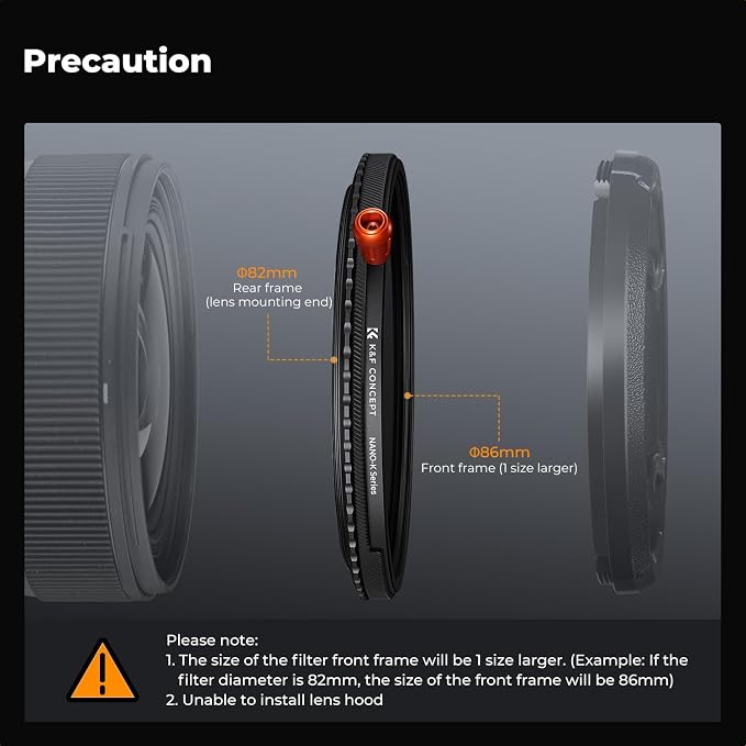 K&F CONCEPT 95mm Black Diffusion Mist Effect 1/4 & Variable ND2-32 & Circular - Image 7