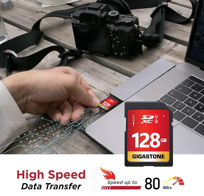 GIGASTONE 128GB SD Card 2-Pack UHS-I U1 Class 10 SDXC Memory Card High Speed - Image 3