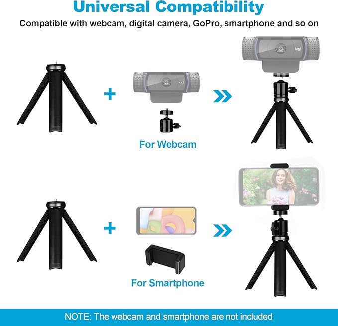 NexiGo Lightweight Mini Tripod for Camera/Phone/Webcam, Extendable Stand - Image 6