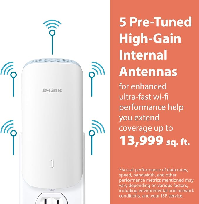 D-Link AX3000 Mesh WiFi 6 Range Extender, 999 sq. ft. - Image 2