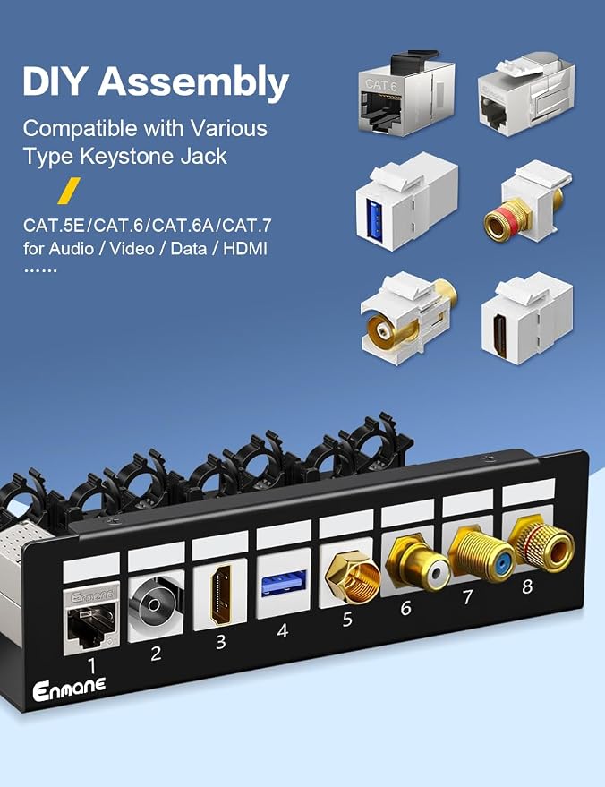 Patch Panel 8 Port Blank Keystone Patch Panel STP&UTP Compatible - Image 2