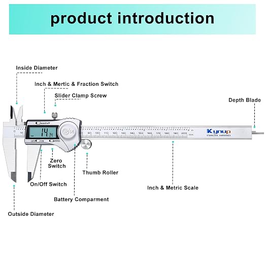 Kynup Digital Caliper, 8 Inch Caliper Measuring Tool - Image 6
