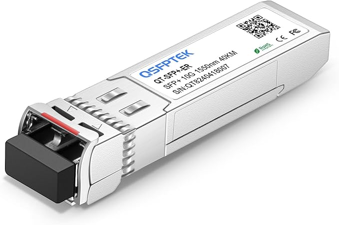 10GBASE-ER SFP+ Module, 10giga Single Mode SFP 1550nm 40km DDM LC, 10GE Gigabit by QSFPTEK