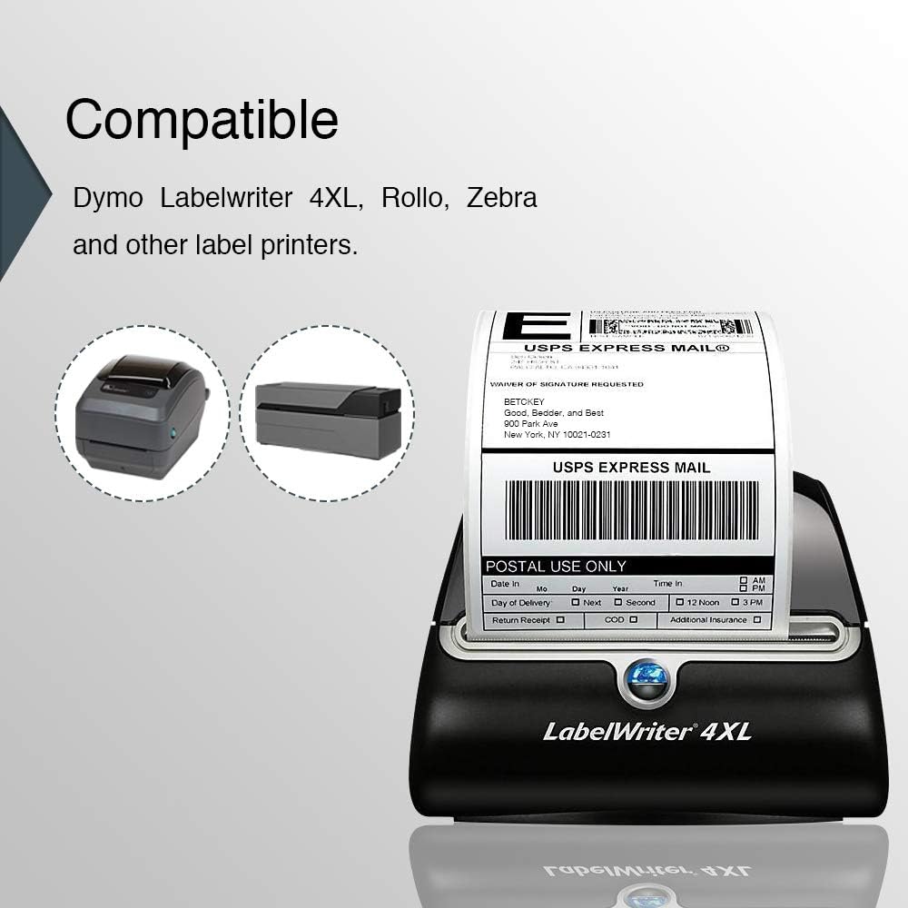 BETCKEY Colored Labels Compatible with Dymo 1744907 (4" x 6") Extra Large Shipping Labels, Compatible for Dymo LabelWriter Thermal 4XL & Zebra Desktop Printers [1 Roll, Orange]