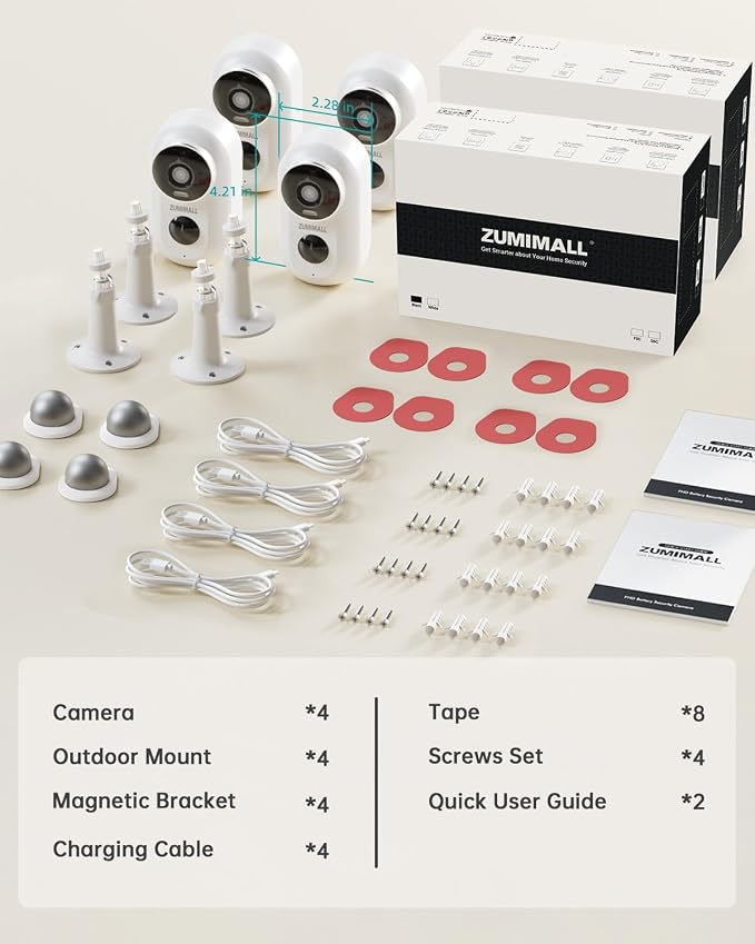 ZUMIMALL Security Cameras Wireless Outdoor, 4 Packs, 2K Cameras - Image 8