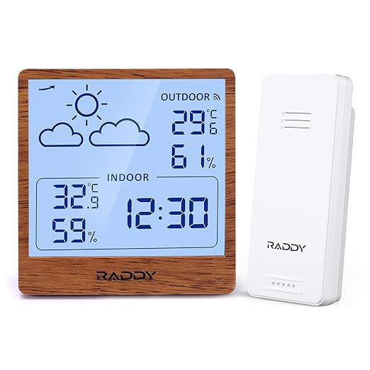 Raddy WF-50T Indoor Outdoor Thermometer Hygrometer Wireless Weather Station by Raddy