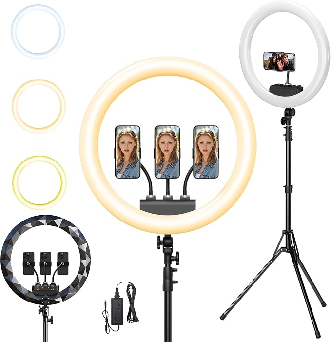 Ring Light with Stand and Phone Holder, Professional LED Circle Light with 78" by SHStudio