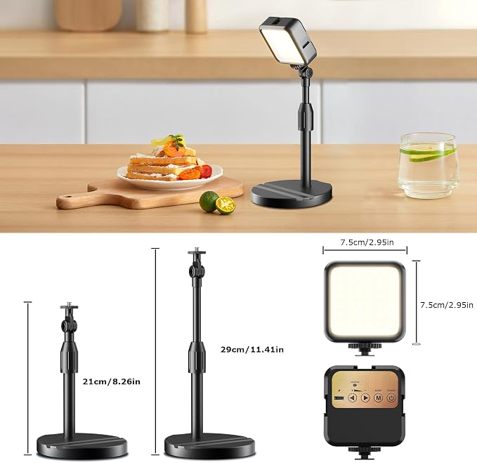 2-Pack Portable Rechargeable LED Video Light, Battery Powered Photography - Image 4