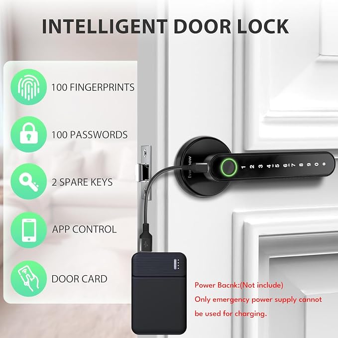 Smart Door Lock with Knob, Keyless Entry Door Locks with Handle, Fingerprint - Image 5