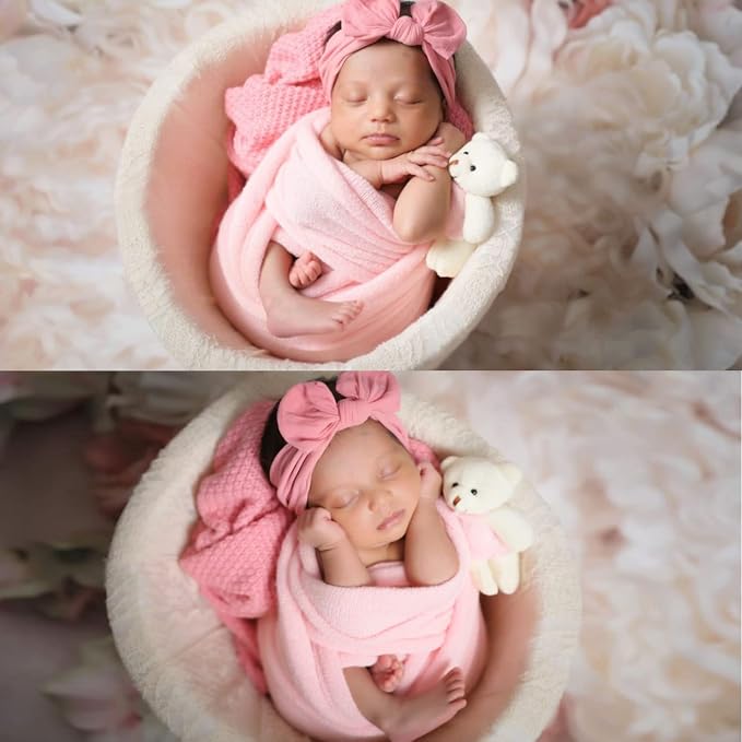 Newborn Posing Wrap Newborn Photography Props Soft Stretch Knit Blanket - Image 4