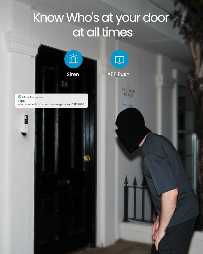 ieGeek Video Doorbell Camera Wireless, Head-to-Toe 180° Ultra View Battery - Image 5