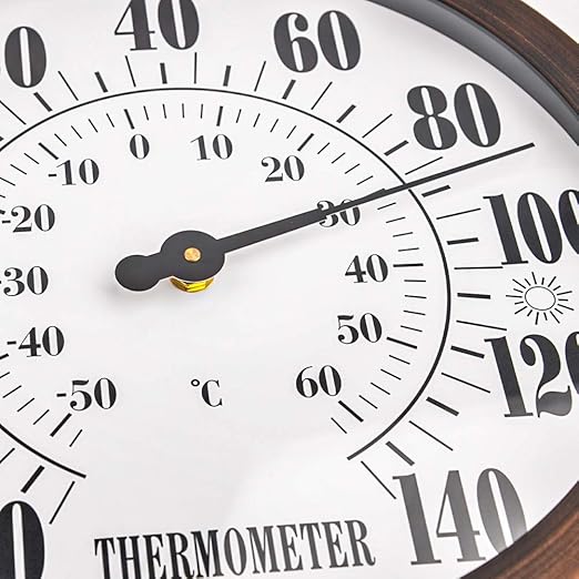 12'' Indoor Outdoor Thermometer Large Numbers, Hanging Decorative Wall - Image 3