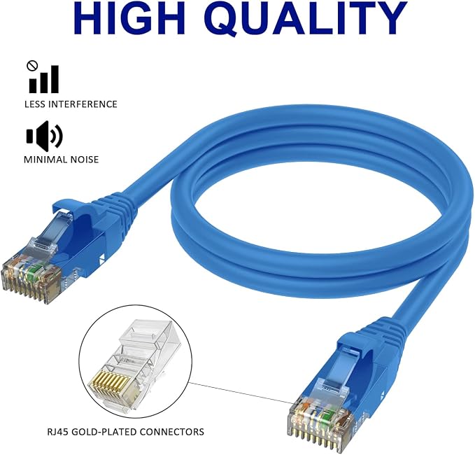 Adoreen Cat 6 Ethernet Cable 300 Ft-Blue, Outdoor & Indoor Snagless Long Round - Image 3