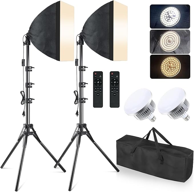 MOUNTDOG Softbox Lighting Kit, 2X 16'' x 16'' Photography Softbox Lighting by MOUNTDOG