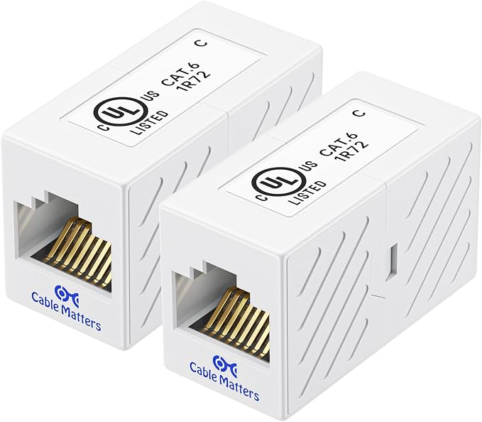 Cable Matters 2-Pack 10Gbps Cat 6 Ethernet Coupler in White, Compatible by CableMatters