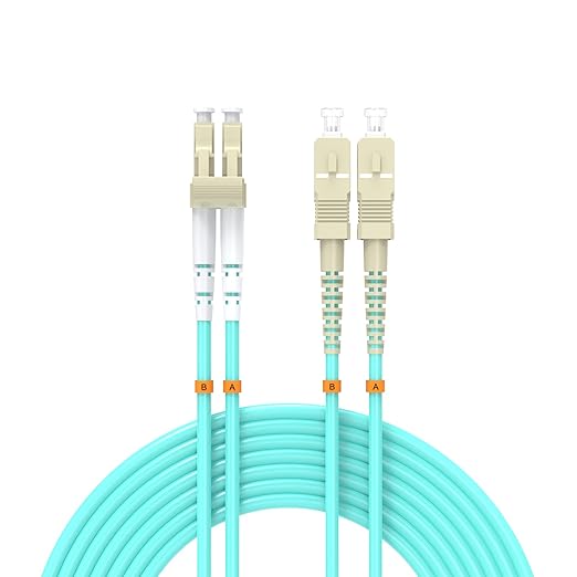 Fiber Patch Cable 164ft/50meters LC/UPC to SC/UPC OM3 10Gb/Gigabit MultiMode by Buacoz