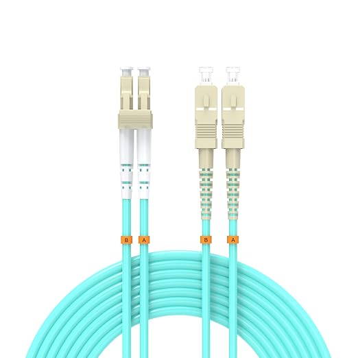Fiber Patch Cable 7ft/2meters LC/UPC to SC/UPC OM3 10Gb/Gigabit MultiMode by Buacoz