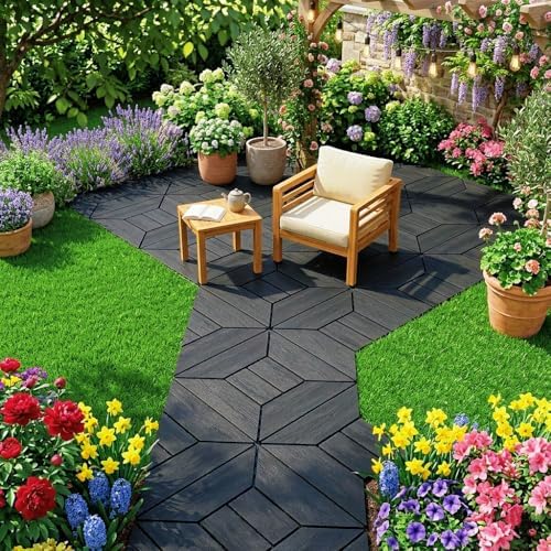 44 Pack 12x12 Inch Interlocking Deck Tiles – Easy Snap-Together Flooring by USGOLDTIME