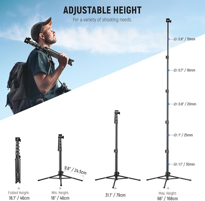 NEEWER Basic Phone Tripod for iPhone & Camera w/Remote & Phone Holder, Portable - Image 2