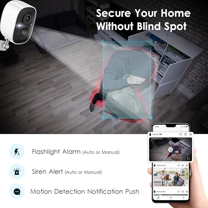 GMK Security Cameras Wireless Outdoor, 2K Battery Powered Cameras - Image 4