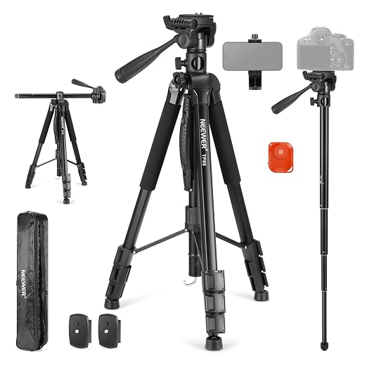 NEEWER Basic 74" Video Tripod Monopod, 3 Way Pan Tilt Head, Overhead Camera by Neewer
