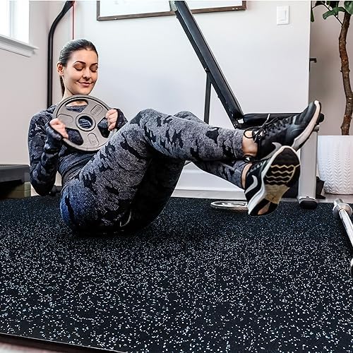 SUPERJARE 0.4'' Thick 24 Pcs 96 Sq Ft Rubber Top Exercise Equipment Mats - Image 3