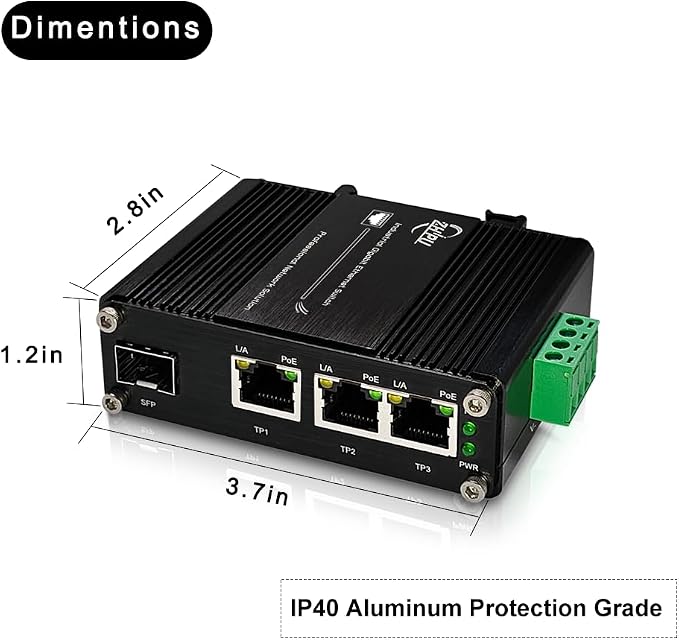 3 Ports PoE Ethernet Switch Mini Industrial Gigabit 10/100/1000T RJ45 and - Image 9
